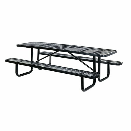 VESTIL Metal Rectangle Picnic Table, 96", Black PT-MX-3096-BK